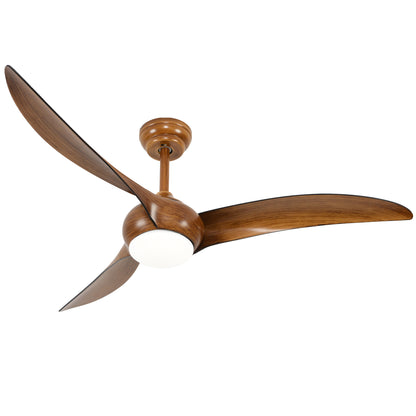 52" Ceiling Fan with  LED Light Remote Control,Quiet DC Motor 6 Speed Levels,3 PCS ABS Blades Fan Lamp,Adjust Height( 2 PCS Rod) Reversible Ceiling Fan, for Patio Living Room, Bedroom, Office,Indoor.