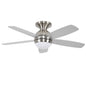 52 Inch 5 PCS Plywood Reversible Blades  Ceiling Fan With Light Kit 3 Color  , LED, DC 6 Speed ,Remote Control Ceiling Fan  for Patio Living Room, Bedroom, Office,Indoor.(Satin Nickel)