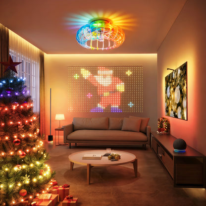21 Inch White Bladeless Ceiling Fan with RGB Lights