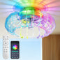 21'' Low Profile Bladeless Ceiling Fan with Lights Dimmable LED Enclosed Ceiling Fans with Light and Remote 6 Wind Speeds Reversible Ceiling Fan with Bluetooth Speaker for Kids Room Bedroom Party
