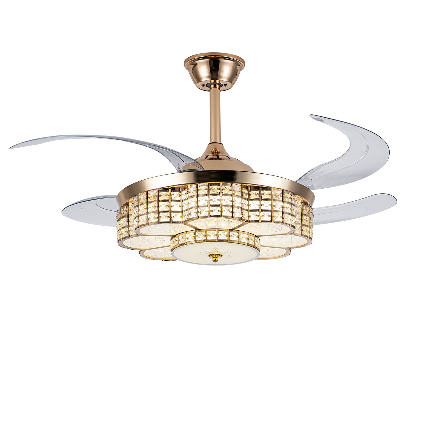 48" Ceiling Fan With Retractable Blades, Indoor  Ceiling Fan With Light with Remote Control, Noiseless Reversible Motor, 6 Speed ,3 for Patio Living Room, Bedroom, Office,Indoor