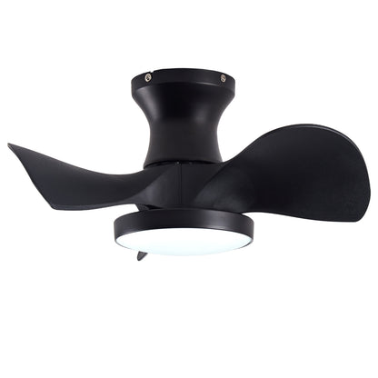 ABS Ceiling Fan with 3 Color Temperatures Light and Remote Control DC Motor Powerful and low noise Small Space ceiling fan for Kitchen Bedroom Dining room Toilet Patio.( Matte Black)