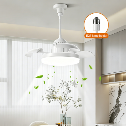 Bulb-Type Ceiling Fan White - Quiet Remote Control, Retractable Blades