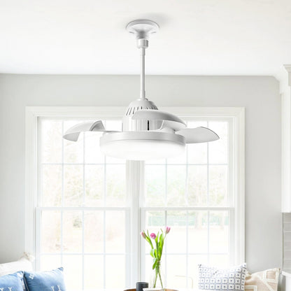 Bulb-Type Ceiling Fan White - Quiet Remote Control, Retractable Blades