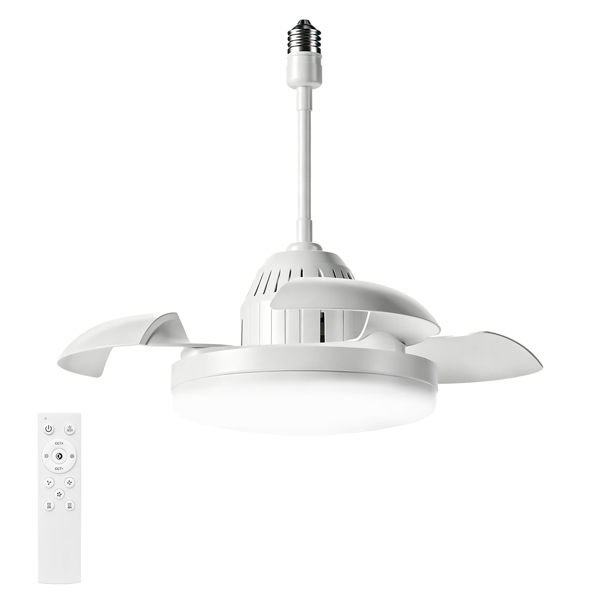 Bulb-Type Small Size Ceiling Fan With Retractable Blades, Indoor  Ceiling Fan With Light with Remote Control, for Patio Living Room, Bedroom, Office,Indoor
