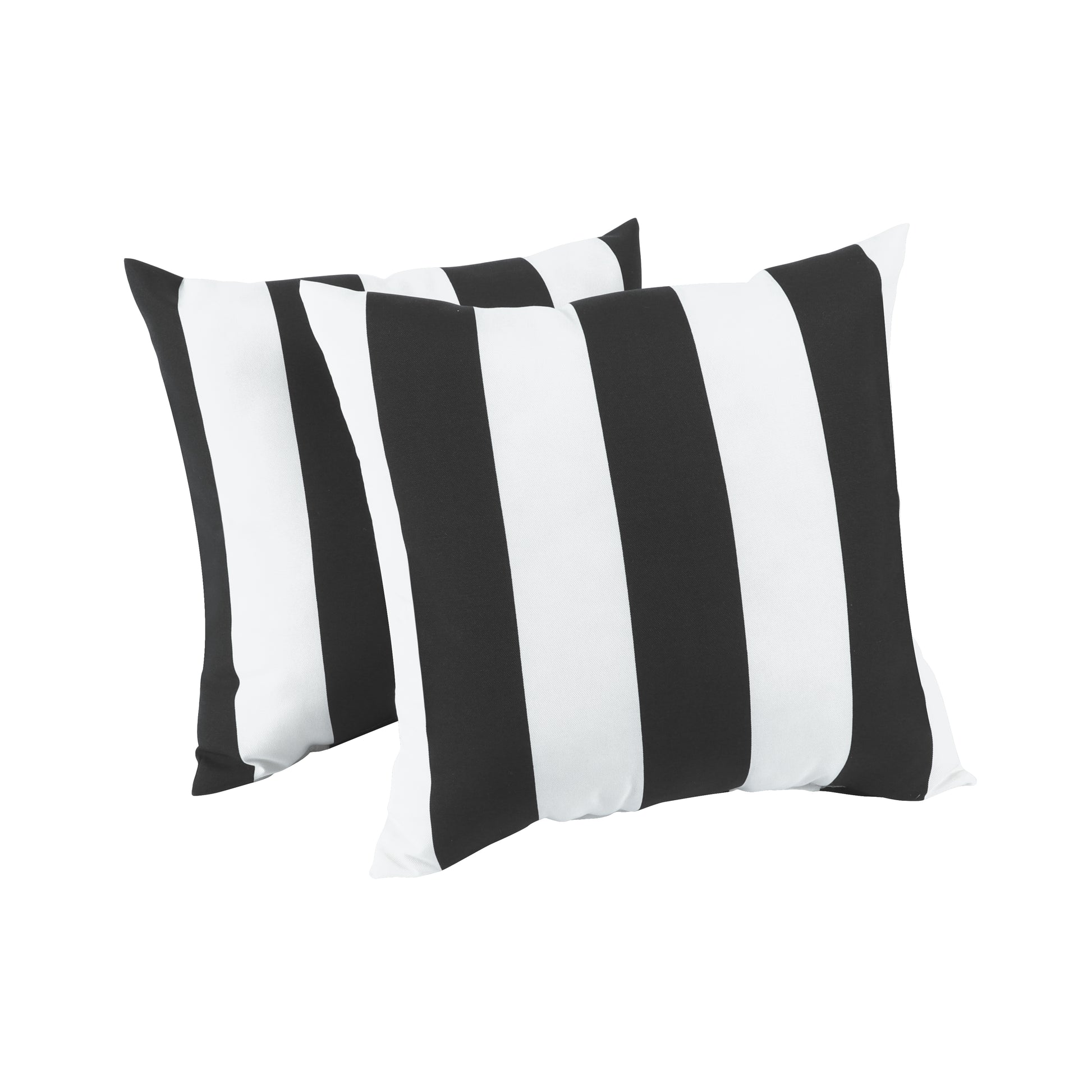 2 Pack Outdoor Throw Pillows, Waterproof & Fade-Resistant Patio Cushions for Garden, Porch, Poolside Furniture - Soft & Comfortable Decorative Pillow Covers (18x18 Inch, Black white strpie)