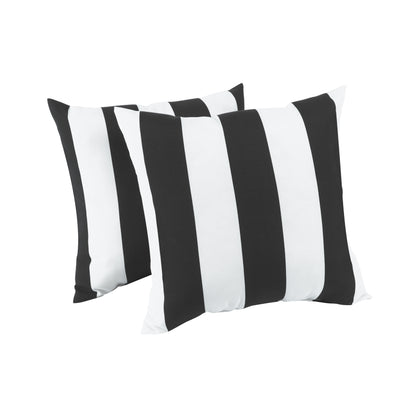 2 Pack Outdoor Throw Pillows, Waterproof & Fade-Resistant Patio Cushions for Garden, Porch, Poolside Furniture - Soft & Comfortable Decorative Pillow Covers (18x18 Inch, Black white strpie)