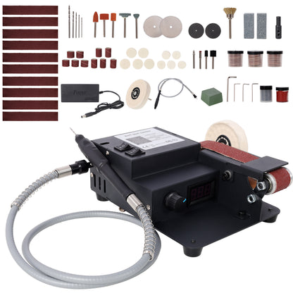 2-in-1 Belt Sander,350W Dual Motor Rotary Tool Sand Belt,Mini Electric Belt Sander Desktop Polisher,Multifunctional Power Tool
