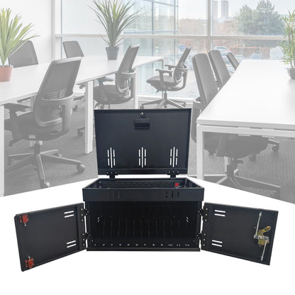 12-Device Charging Station for Laptops and Tablets,  charging cart charging cabinet, Surge Protection for Classroom or Office, Up to 17.3" Screen