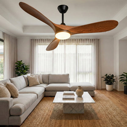 Roomratv Ceiling Fans with Lights and Remote Control,Quiet Noiseless Reversible DC Motor,6 Speeds,Timers, 3 CCT, Indoor Use, Plastic Blades,52 Inch Walnut Modern Ceiling Fan for Bedroom Living Room