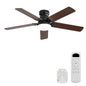 (same as W882P164331)42 Inch Modern Ceiling Fan With LED Light 5 Blades Remote Control Reversible DC Motor Black For Bedroom