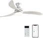 52 Inch Modern Ceiling Fan With 3 Color Dimmable Solid Wood  Blades Remote Control Reversible DC Motor For Bedroom