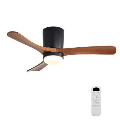 42 Inch Ceiling Fan with Light, Matte Black - Dimmable 3-Color LED, 1/4/8H Timer, Silent for Bedroom
