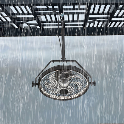 21 Inch Black Outdoor Ceiling Fan with LED Light