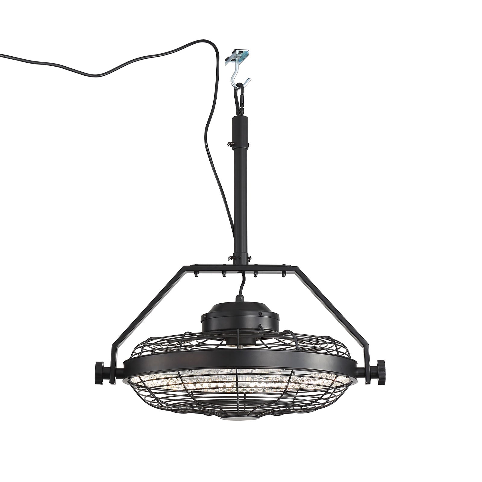 21 Inch Black Outdoor Ceiling Fan with LED Light