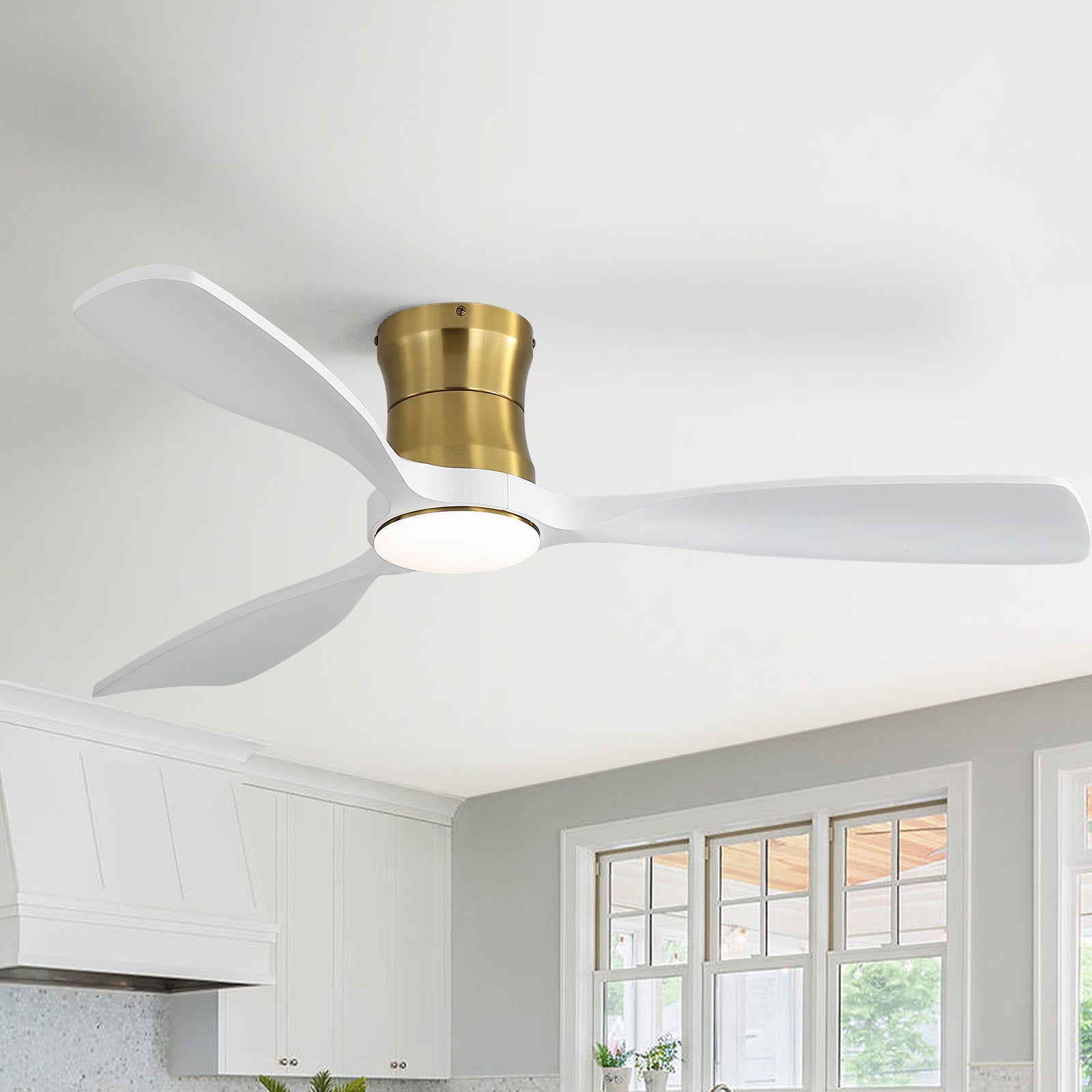48 Inch Golden Wood Ceiling Fan with Light