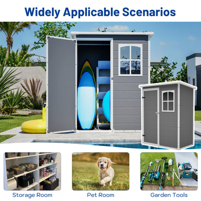 5x6ft Gray Resin Outdoor Storage Shed - Weatherproof Tool & Garden Shelter