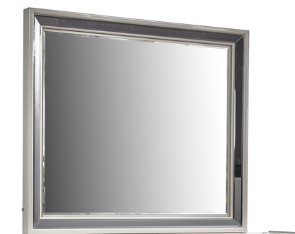 Lavita Modern & Contemporary Style Mirror Made with Wood and Gold Accents in River Sand Grey (INCLUDES MIRROR ONLY)
