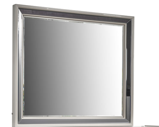 Lavita Modern & Contemporary Style Mirror Made with Wood and Gold Accents in River Sand Grey (INCLUDES MIRROR ONLY)
