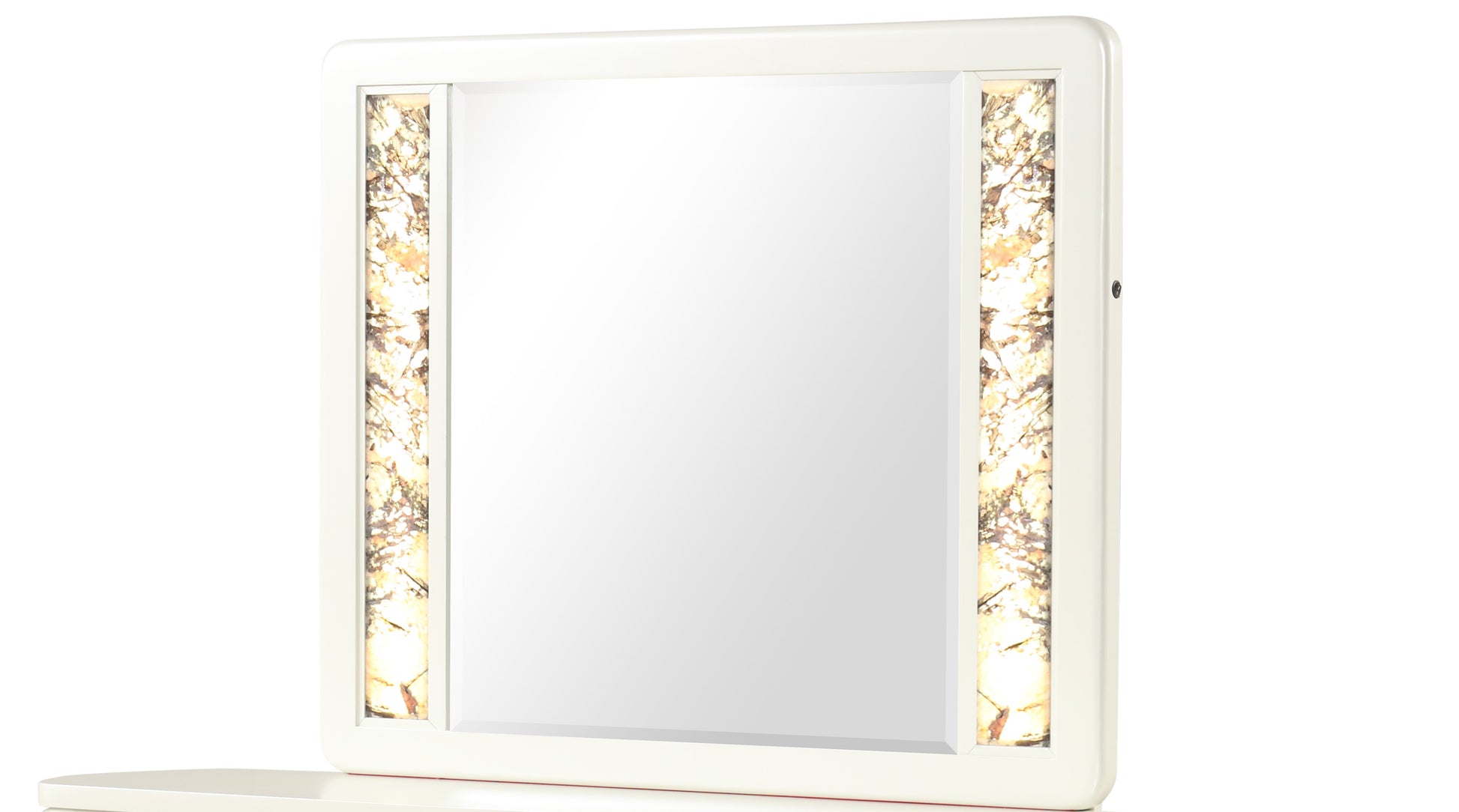La Pierre Modern Style Mirror Made with Wood and Gold LED edges in Beige (INCLUDES MIRROR ONLY)