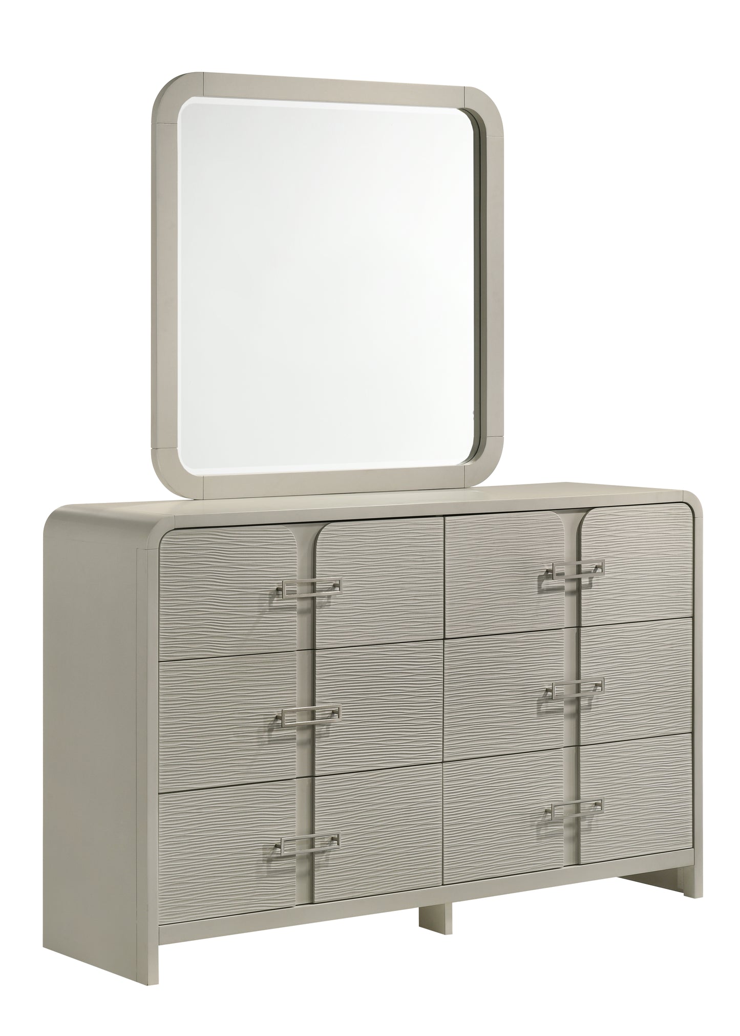 Beige Wood Frame Mirror - Bedroom Vanity Mirror