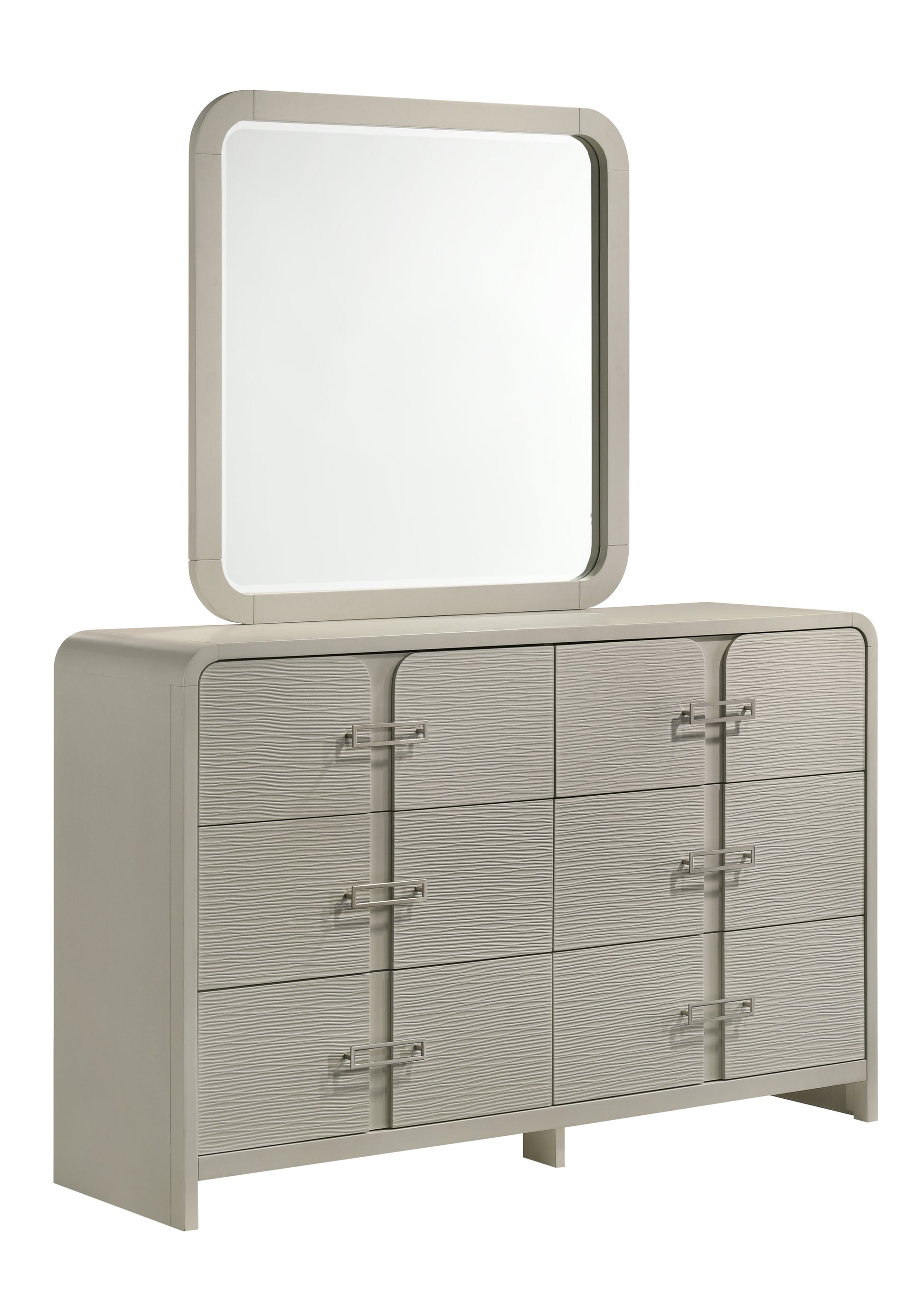 Beige Wood Frame Mirror - Bedroom Vanity Mirror