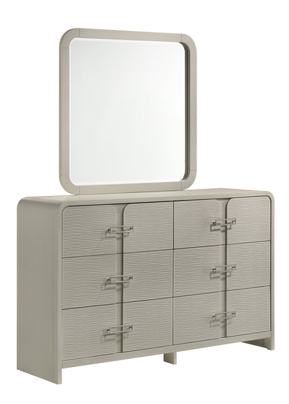 Beige Wood Frame Mirror - Bedroom Vanity Mirror