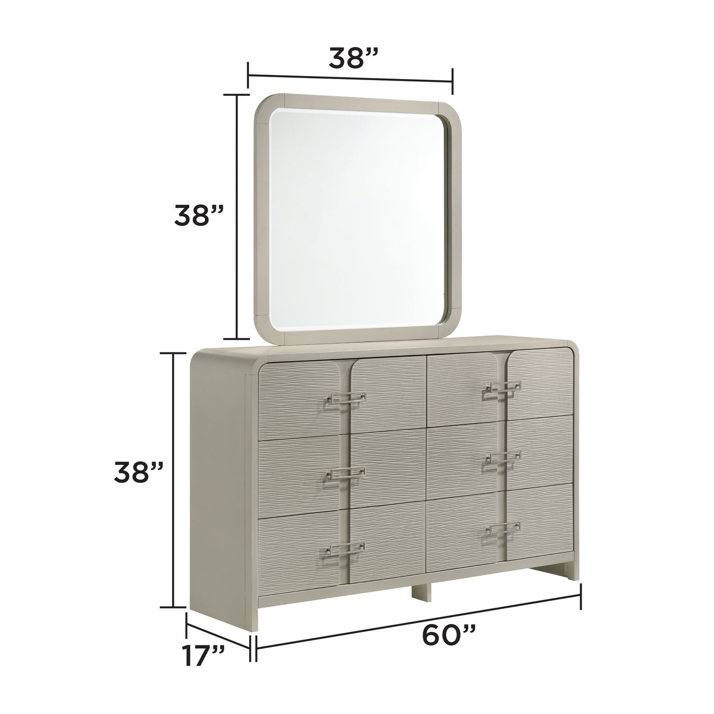 Beige Wood Frame Mirror - Bedroom Vanity Mirror