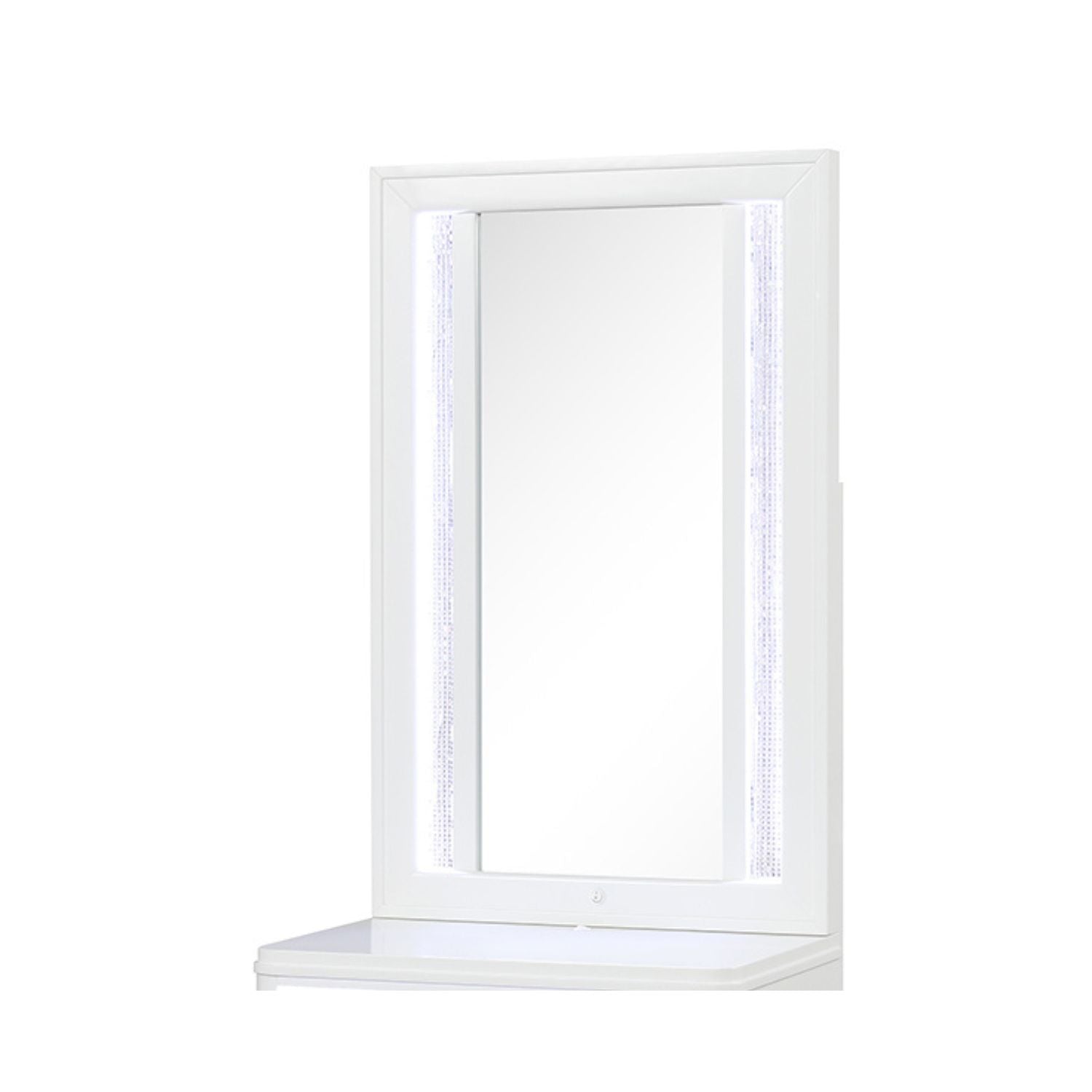 Abigale Modern Style Mirror for Nightstand Top made with wood frame and LED in White(Only Mirror TOP)