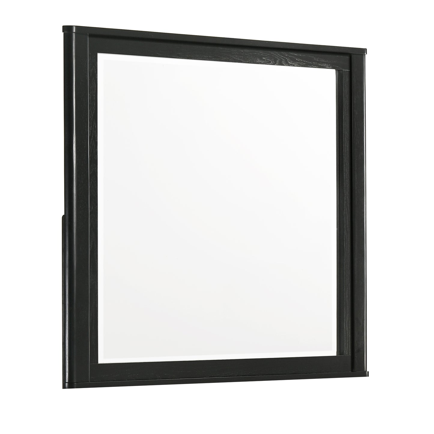 Opel Modern Beveled Bedroom Mirror with Deep Frame Profile in Black (Includes Mirror Only - Dresser Not Included)