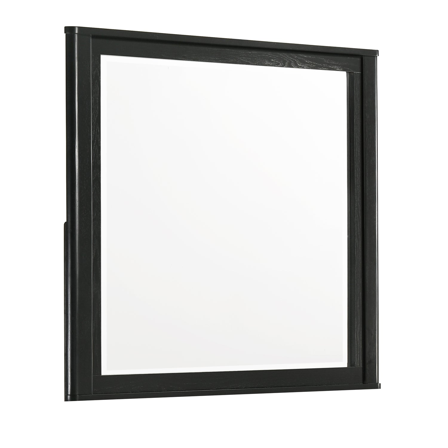 Opel Modern Beveled Bedroom Mirror with Deep Frame Profile in Black (Includes Mirror Only - Dresser Not Included)