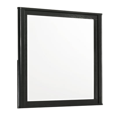 Opel Modern Beveled Bedroom Mirror with Deep Frame Profile in Black (Includes Mirror Only - Dresser Not Included)