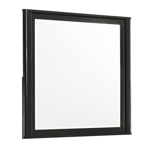 Opel Modern Beveled Bedroom Mirror with Deep Frame Profile in Black (Includes Mirror Only - Dresser Not Included)