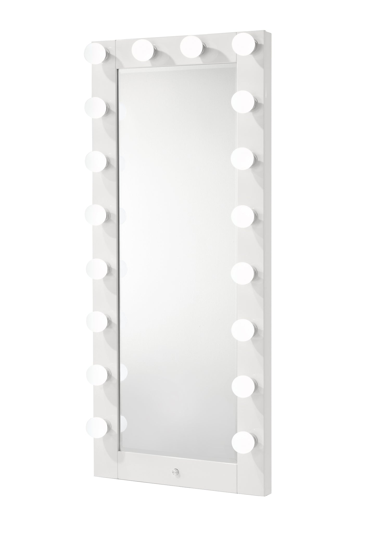 Glam Tall Lighted Mirror with Storage Drawer White