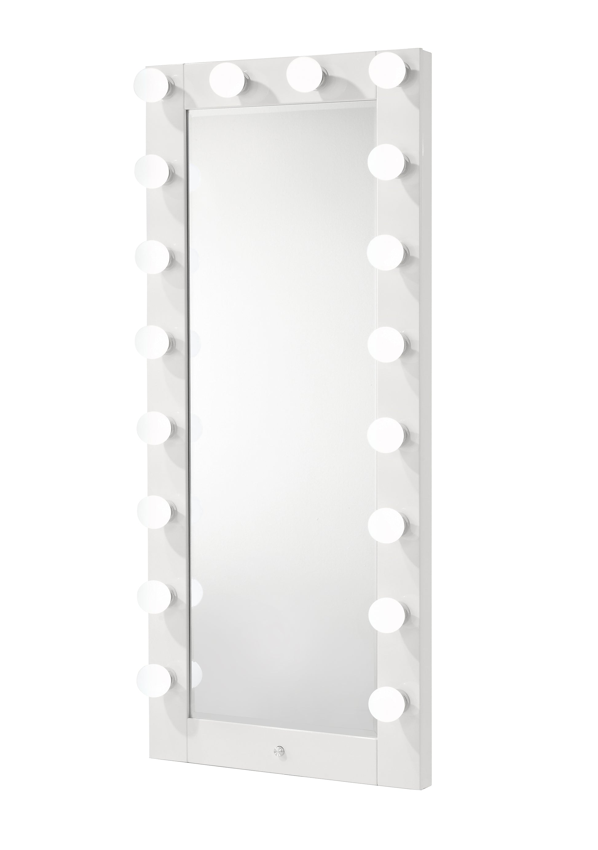 Glam Tall Lighted Mirror with Storage Drawer White
