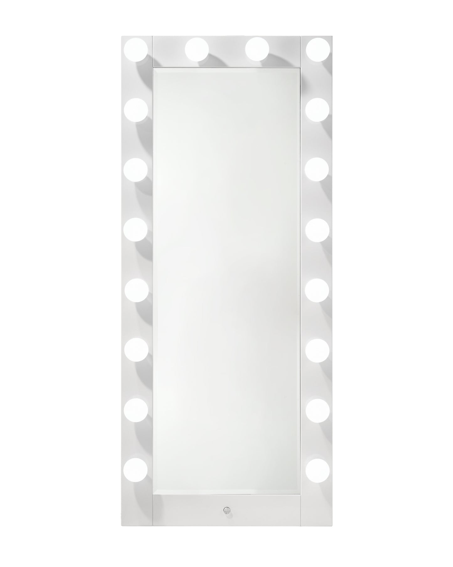 Glam Tall Lighted Mirror with Storage Drawer White