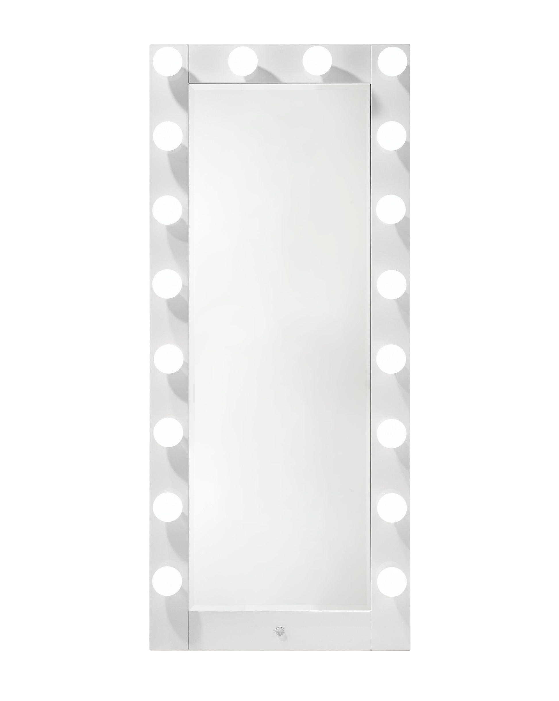 Glam Tall Lighted Mirror with Storage Drawer White