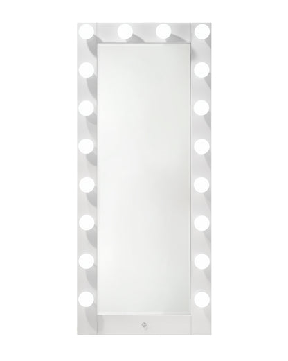 Glam Tall Lighted Mirror with Storage Drawer White