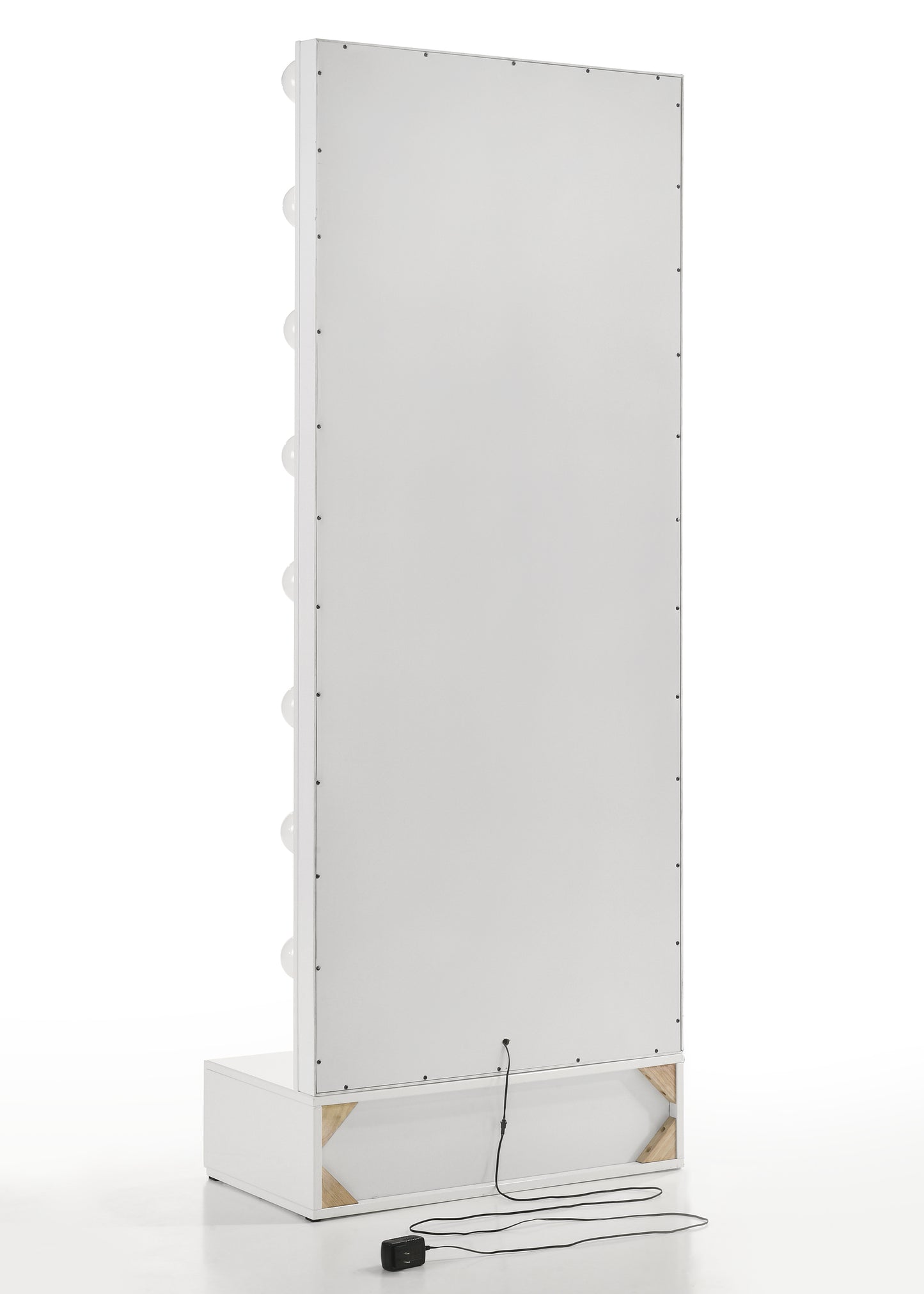 Glam Tall Lighted Mirror with Storage Drawer White