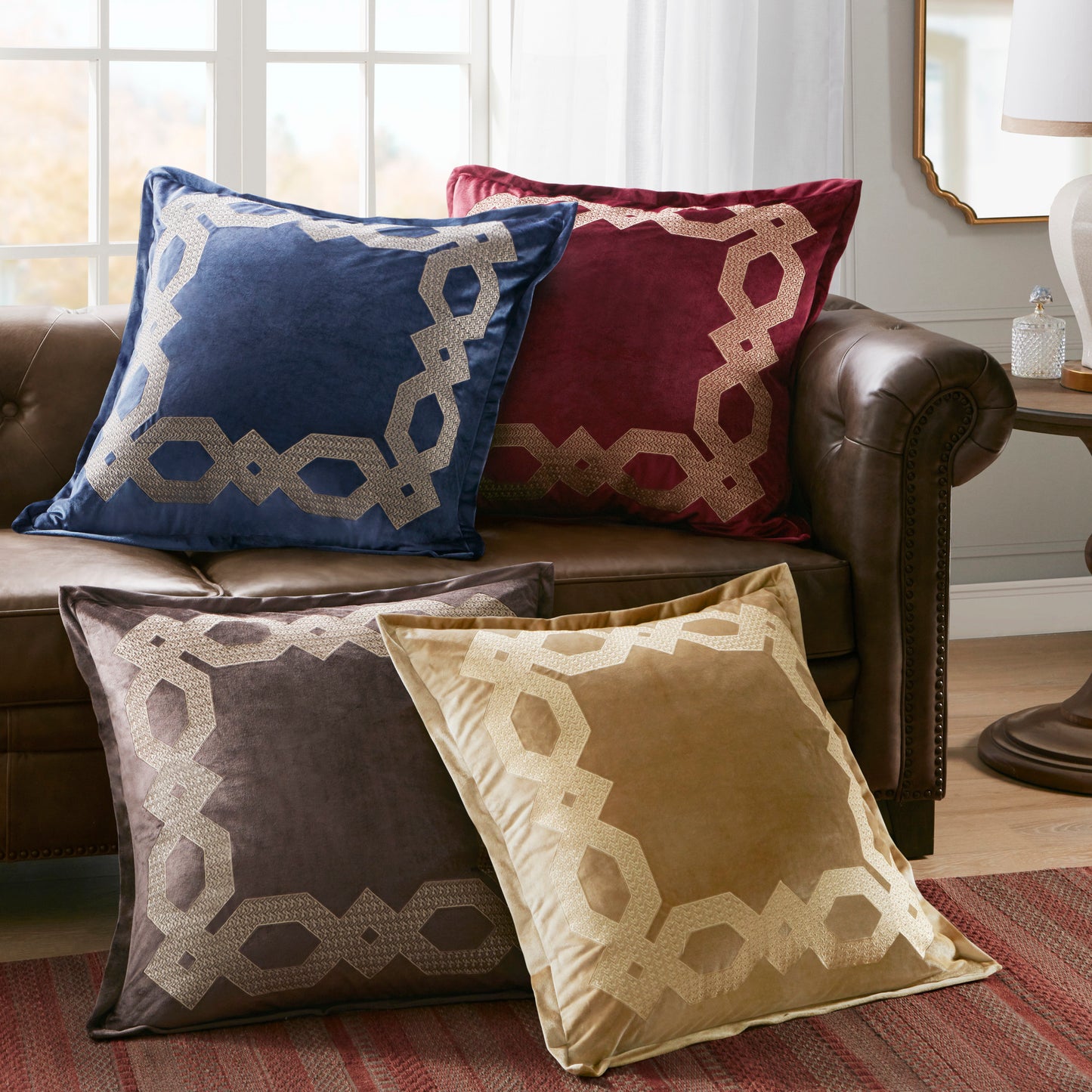 Brown Geometric Polyester Pillow Sham 26x26"