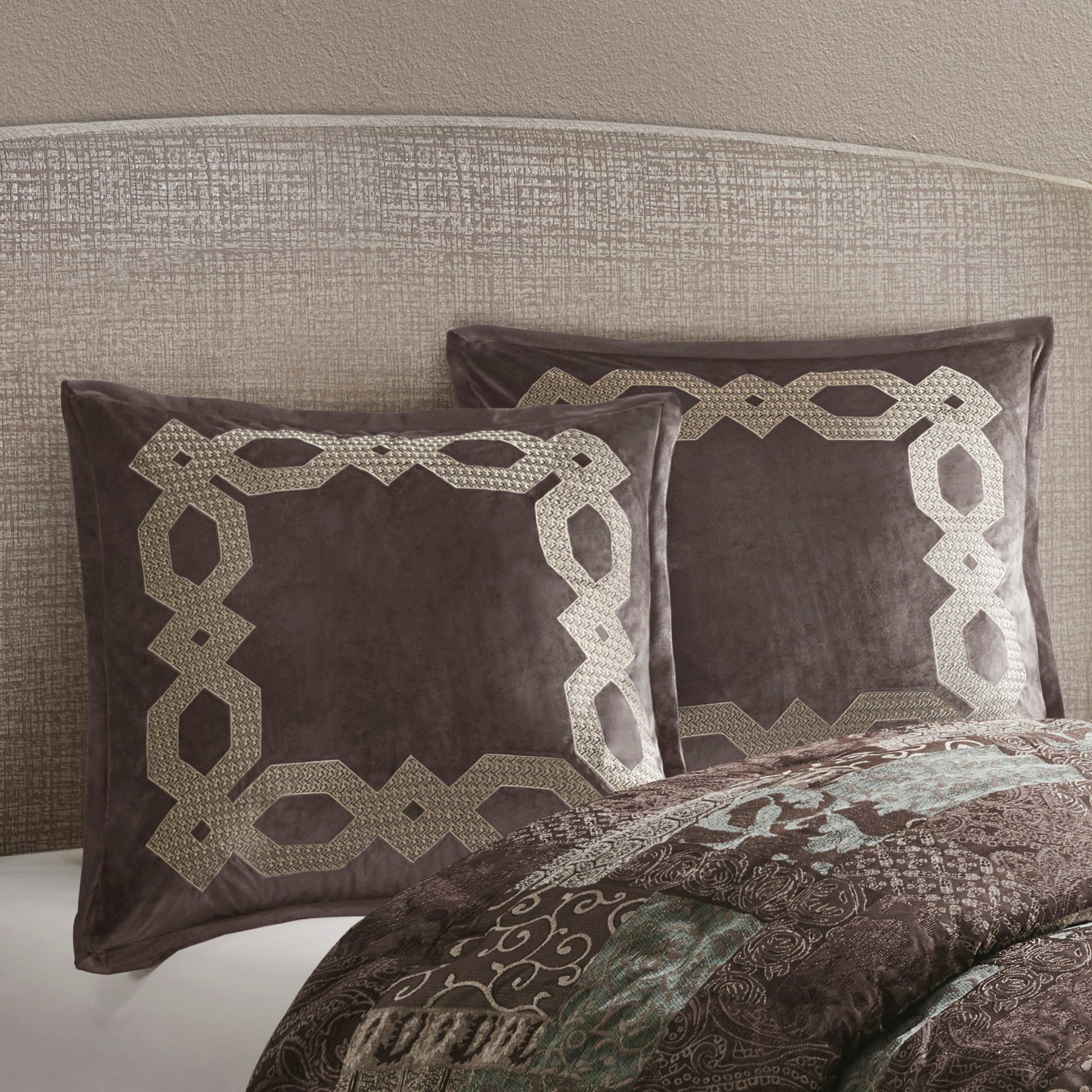 Brown Geometric Polyester Pillow Sham 26x26"