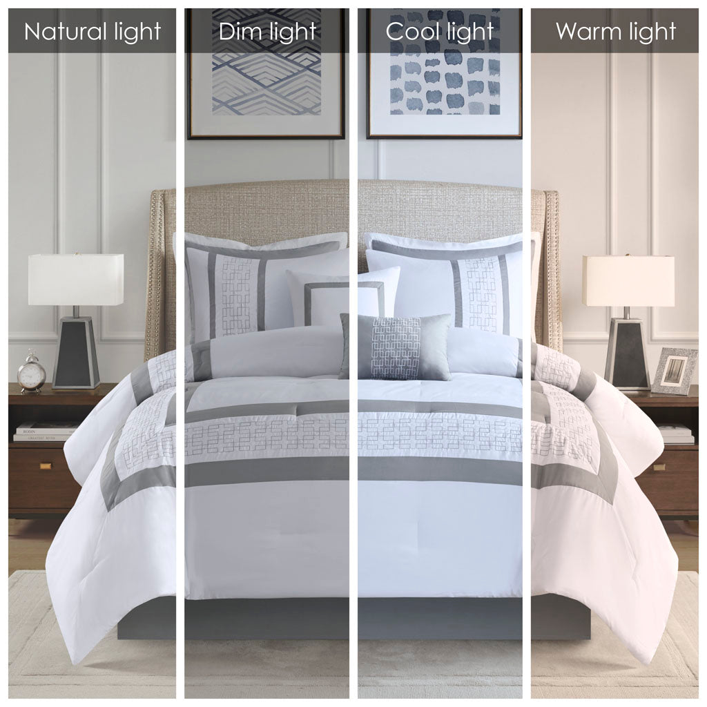 White King Comforter Set 8 Piece for Home Spaces