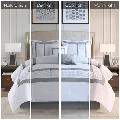 White King Comforter Set 8 Piece for Home Spaces