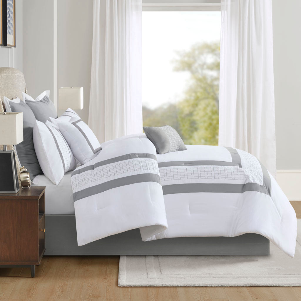 White King Comforter Set 8 Piece for Home Spaces