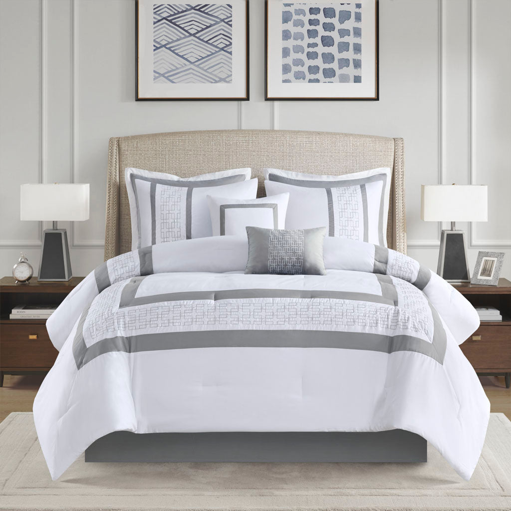 White King Comforter Set 8 Piece for Home Spaces