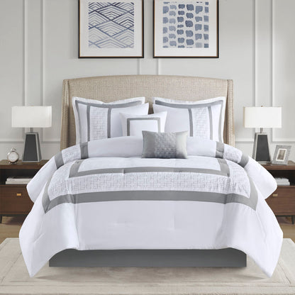 White King Comforter Set 8 Piece for Home Spaces