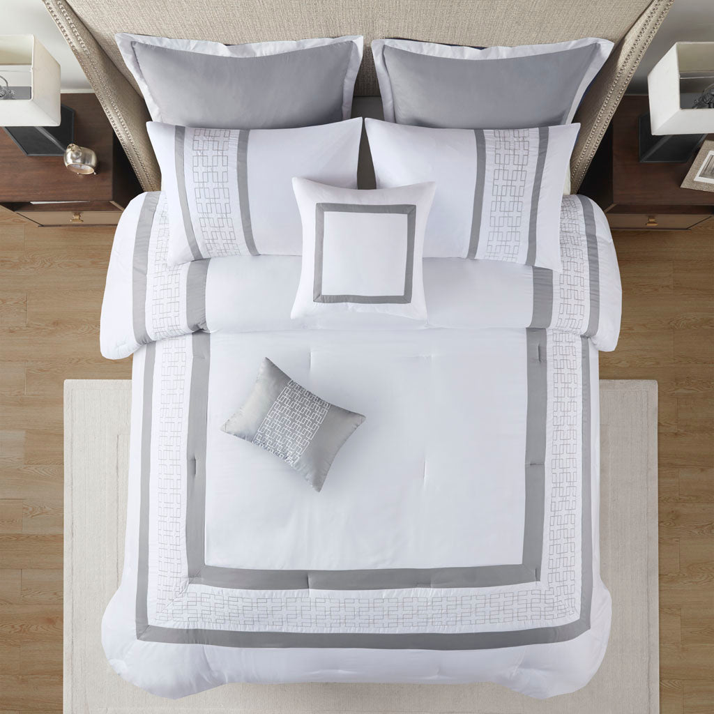 White King Comforter Set 8 Piece for Home Spaces