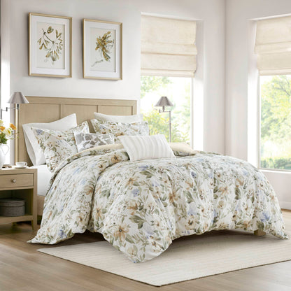 5PCS Full/Queen  Cotton Sateen Print Duvet Set