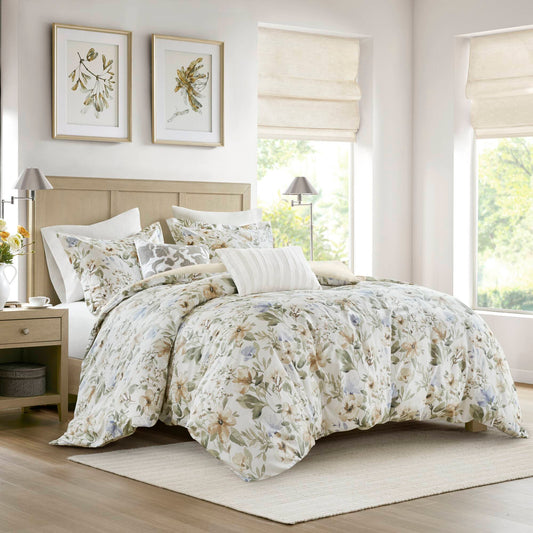 5PCS Full/Queen  Cotton Sateen Print Duvet Set