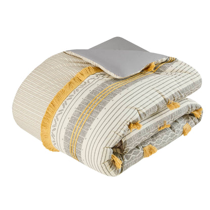 Gray Yellow Queen Cotton Comforter Set